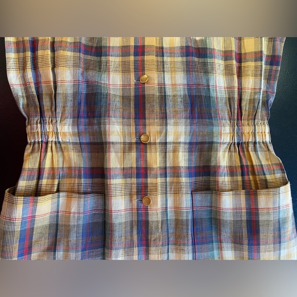 Vintage DAKS London Mustard Yellow Plaid Dress Medium - Picture 4 of 13